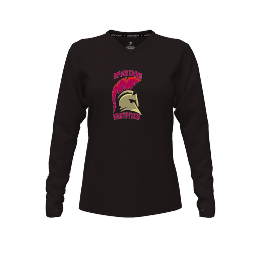 [CUS-DFW-TEES-CMF-VNK-LSL-BLK-FYXS-LOGO3] Decker Comfort T-Shirt (Female Youth XS, Black, V Neck, Logo 3, Long Sleeve)