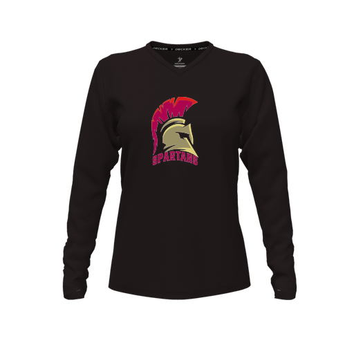 [FTLVPTBK-FYXS-LOGO1] Decker Performance T-Shirt (Female Youth XS, Black, V Neck, Logo 1, Long Sleeve)