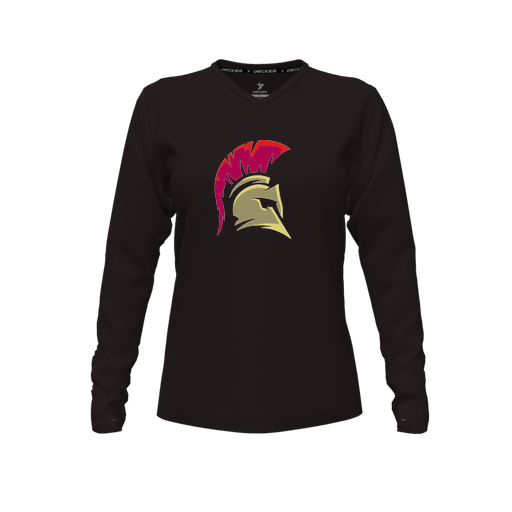 [FTLVPTBK-FYXS-LOGO2] Decker Performance T-Shirt (Female Youth XS, Black, V Neck, Logo 2, Long Sleeve)