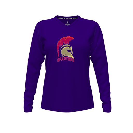 [FTLVPTPP-FYXS-LOGO1] Decker Performance T-Shirt (Female Youth XS, Purple, V Neck, Logo 1, Long Sleeve)