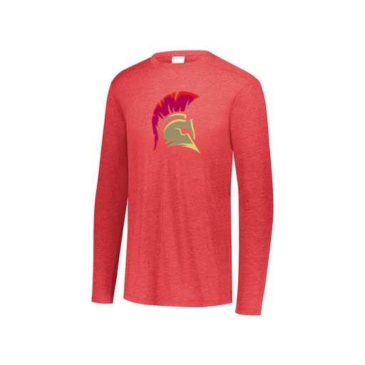 [FTLCUBRD-YS-LOGO2] Decker Youth Tri-Blend T-Shirt - Long Sleeve (Youth S, Red, Logo 2)